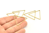 Brass Triangle Charm, 24 Raw Brass Triangle Rings, Findings (37x32x1mm) D1299
