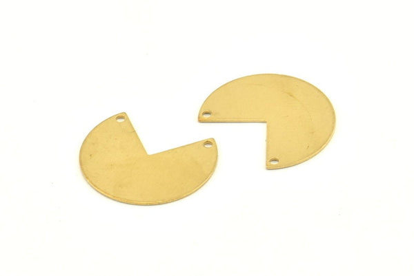 Brass Geometric Charm, 24 Raw Brass Pizza Slice Charms With 2 Holes, Pendants, Connectors (20x17x0.50mm) D1219