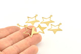 Brass Star Charm, 24 Raw Brass Star Charms With 1 Hole, Earrings, Pendants, Findings (24x21x0.80mm) D1256