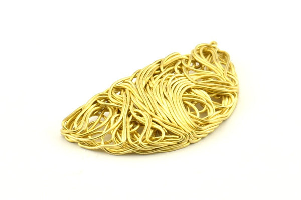 Brass Semicircle Charm, 2 Raw Brass Semicircle Wire Charms, Earrings, Findings (46x23mm) D1321