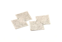 Silver Irregular Charm, 4 Textured Antique Silver Plated Brass Irregular Connectors With 2 Holes, Findings (42x28x0.60mm) D1193