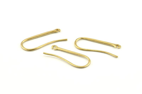 Brass Ear Hooks, 12 Raw Brass Earring Wires, Earring Hooks (25mm) D1324