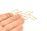 Brass Ear Hooks, 12 Raw Brass Earring Wires, Earring Hooks (25mm) D1324