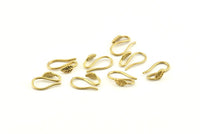 Brass Ear Hooks, 12 Raw Brass Leaf Earring Wires, Earring Hooks (12mm) D1330