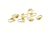 Brass Ear Hooks, 12 Raw Brass Leaf Earring Wires, Earring Hooks (12mm) D1330