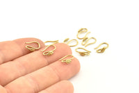 Brass Ear Hooks, 12 Raw Brass Leaf Earring Wires, Earring Hooks (12mm) D1330