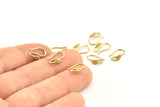 Brass Ear Hooks, 12 Raw Brass Leaf Earring Wires, Earring Hooks (12mm) D1330