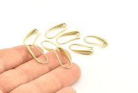Brass Ear Hooks, 12 Raw Brass Earring Wires, Earring Hooks (21mm) D1336