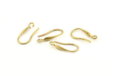 Brass Ear Hooks, 12 Raw Brass Earring Wires, Earring Hooks (19mm) D1337