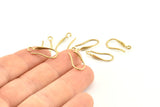 Brass Ear Hooks, 12 Raw Brass Earring Wires, Earring Hooks (19mm) D1337