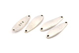 Silver Irregular Charm, 4 Antique Silver Plated Brass Marquise Connectors With 2 Hole, Findings (31x9x1.5mm) D1081