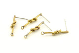 Brass Knot Earring, 4 Raw Brass Knot Stud Earrings (26mm) D1306