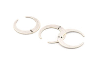 Silver Moon Charm, 4 Antique Silver Plated Brass Crescent Moon Charms With 2 Holes, Pendants, Findings (27.5x28.5x5x1mm) D1043 H1068