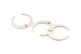 Silver Moon Charm, 4 Antique Silver Plated Brass Crescent Moon Charms With 2 Holes, Pendants, Findings (27.5x28.5x5x1mm) D1043 H1068