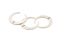 Silver Moon Charm, 4 Antique Silver Plated Brass Crescent Moon Charms With 2 Holes, Pendants, Findings (27.5x28.5x5x1mm) D1043 H1068