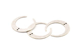 Silver Moon Charm, 4 Antique Silver Plated Brass Crescent Moon Charms With 2 Holes, Pendants, Findings (27.5x28.5x5x1mm) D1043 H1068