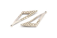 Silver Triangle Charm, 12 Antique Silver Plated Brass Triangle Charms With 1 Loop, Charms, Earrings (37x12x0.70mm) D1248 H1066