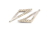 Silver Triangle Charm, 12 Antique Silver Plated Brass Triangle Charms With 1 Loop, Charms, Earrings (37x12x0.70mm) D1248 H1066