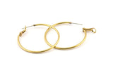 Brass Earring Clasp, 12 Raw Brass Round Earring Findings (30x1.8mm) D1264