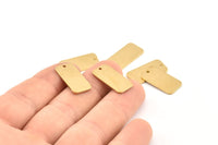 Brass Rectangle Charm, 12 Raw Brass Rectangle Charms With 1 Hole Earrings, Findings (20x10x1mm) D1144