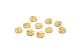 Brass Round Charm, 100 Raw Brass Wavy Round Charms With 1 Hole, Findings (6x1mm) D1147