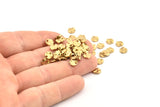 Brass Round Charm, 100 Raw Brass Wavy Round Charms With 1 Hole, Findings (6x1mm) D1147