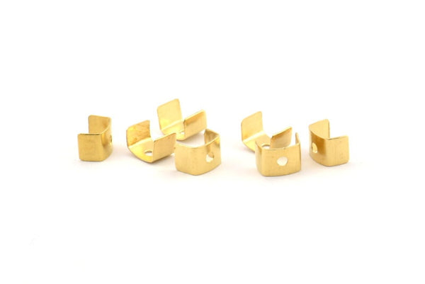 Brass Crimp End, 150 Raw Brass Geometric Cap Connectors With 1 Hole, Findings (6x4mm) D1036