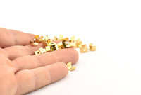 Brass Crimp End, 150 Raw Brass Geometric Cap Connectors With 1 Hole, Findings (6x4mm) D1036