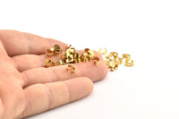 Brass Crimp End, 200 Raw Brass Oval Cap Connectors With 1 Hole, Findings (6x5mm) D1033