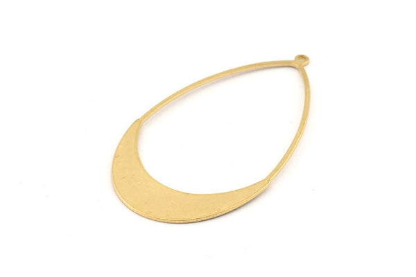 Brass Drop Charm, 8 Raw Brass Drop Charms With 1 Loop, Earrings, Findings (53x30x0.80mm) D1242