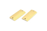 Brass Rectangle Charm, 25 Textured Raw Brass Rectangle Connectors With 2 Holes, Findings (22x10x0.50mm) D1121