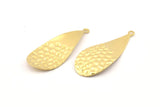 Brass Drop Charm, 12 Raw Brass Drop Charms With 1 Loop, Earrings, Findings (35x15x0.60mm) D1086