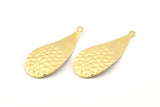 Brass Drop Charm, 12 Raw Brass Drop Charms With 1 Loop, Earrings, Findings (35x15x0.60mm) D1086