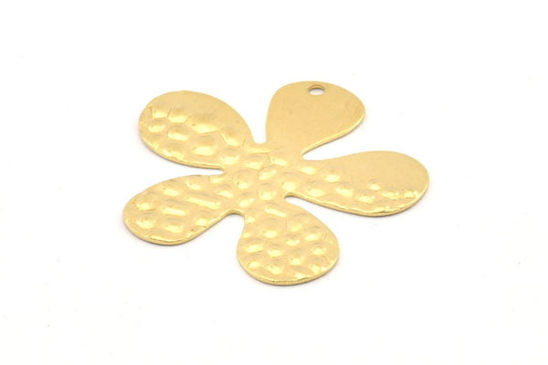 Brass Flower Charm, 8 Raw Brass Leaf Charms With 1 Hole, Pendants, Findings (32x30x0.70mm) D1115