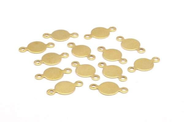 Pirinç Etiket Bağlantı Parçası, 100 Ham Pirinç Kabaşon Etiket, Damgalama Etiketleri, Yuvarlak Bağlantı Parçaları Toplu Özelleştirilebilir (7 mm) N0504
