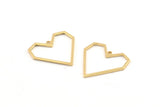 Brass Heart Charm, 24 Raw Brass Heart Charms With 1 Loop, Earrings, findings (20x1mm) D1257