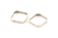 Silver Square Charm, 8 Antique Silver Plated Brass Square Connectors (16.5x2.9x0.9mm) BS 2341