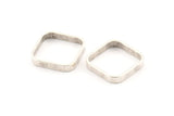 Silver Square Charm, 8 Antique Silver Plated Brass Square Connectors (16.5x2.9x0.9mm) BS 2341