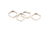 Silver Square Charm, 8 Antique Silver Plated Brass Square Connectors (16.5x2.9x0.9mm) BS 2341