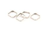 Silver Square Charm, 8 Antique Silver Plated Brass Square Connectors (16.5x2.9x0.9mm) BS 2341