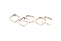 Silver Square Charm, 8 Antique Silver Plated Brass Square Connectors (16.5x2.9x0.9mm) BS 2341