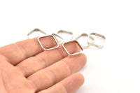 Silver Square Charm, 8 Antique Silver Plated Brass Square Connectors (16.5x2.9x0.9mm) BS 2341