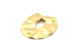 Brass Round Charm, 4 Raw Brass Wavy Round Charm With 1 Hole, Earrings, Findings (40x37x0.50m) D1041