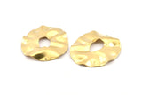 Brass Round Charm, 4 Raw Brass Wavy Round Charm With 1 Hole, Earrings, Findings (40x37x0.50m) D1041