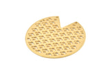 Brass Round Charm, 2 Raw Brass Pizza Slice Charms With 2 Holes, Pendants, Connectors (45x1mm) D1085