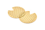 Brass Round Charm, 2 Raw Brass Pizza Slice Charms With 2 Holes, Pendants, Connectors (45x1mm) D1085