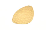 Brass Drop Charm, 4 Hammered Raw Brass Drop Charms With 1 Hole, Findings (37x26x1mm) D1151