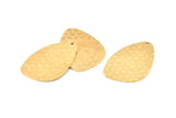 Brass Drop Charm, 4 Hammered Raw Brass Drop Charms With 1 Hole, Findings (37x26x1mm) D1151