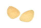 Brass Drop Charm, 4 Hammered Raw Brass Drop Charms With 1 Hole, Findings (37x26x1mm) D1151