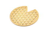 Brass Round Charm, 2 Hammered Raw Brass Pizza Slice Charms With 2 Holes, Pendants, Connectors (45x1mm) D1030